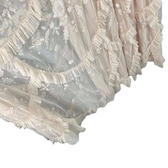 Mac Duggal WMNS 12 Blush Sequined Scallop Ruffle Tiered V Neck Gown Flirty Fun - Picture 10 of 12